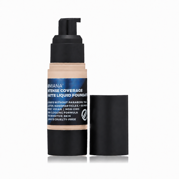Omiana Intense Coverage Liquid Foundation in Natural Porcelain – mica-free, talc-free liquid foundation for sensitive skin