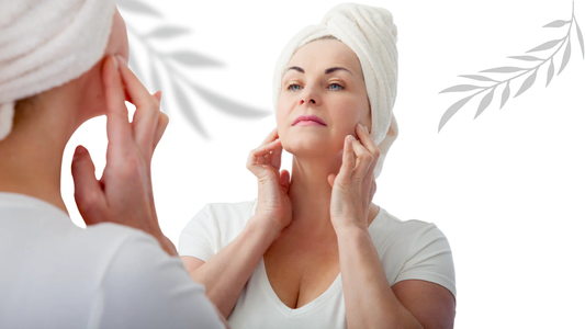 Woman Applying Makeup and Skincare Products