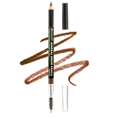 Omiana Mineral Brow Pencil with spoolie brush and brown colored swatch - Without Boron Nitride, Paraben-Free, & More!