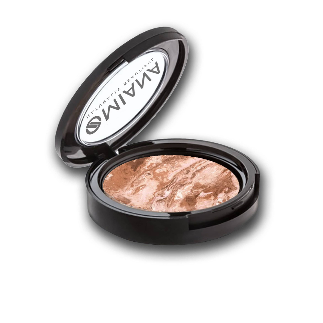 Omiana baked cream bronzer makeup compact with lid open