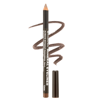 Cocoa mineral makeup eyeliner pencil with a swatch on a white background | Omiana