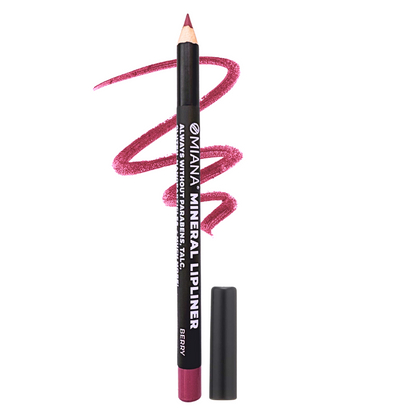 Omiana mineral lipliner pencil with berry swatch on white background