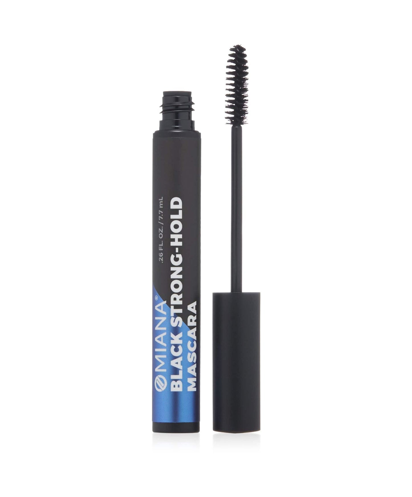 Titanium Dioxide-Free and Mica-Free Strong-Hold Mascara Mineral Makeup on white background