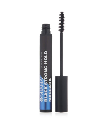 Titanium Dioxide-Free and Mica-Free Strong-Hold Mascara Mineral Makeup on white background